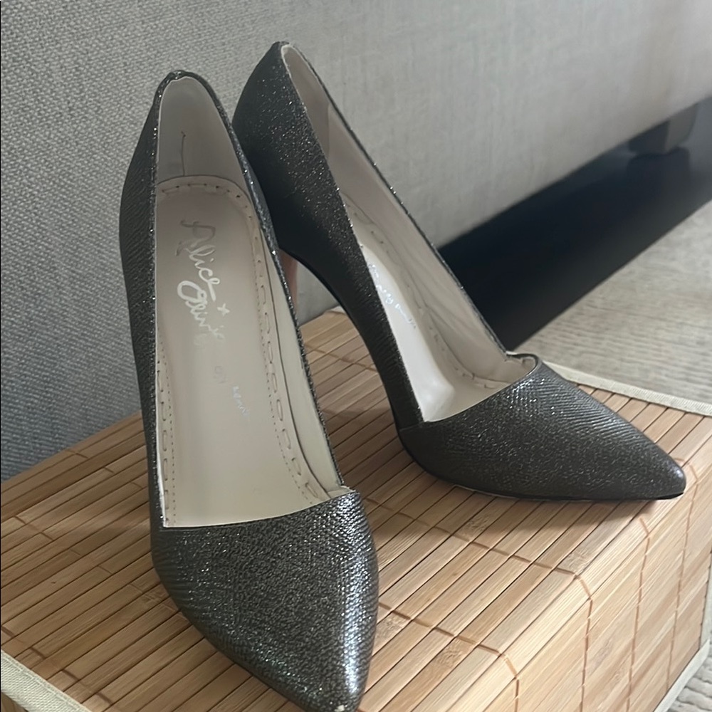Alice + Olivia Silver High Heeled Pumps